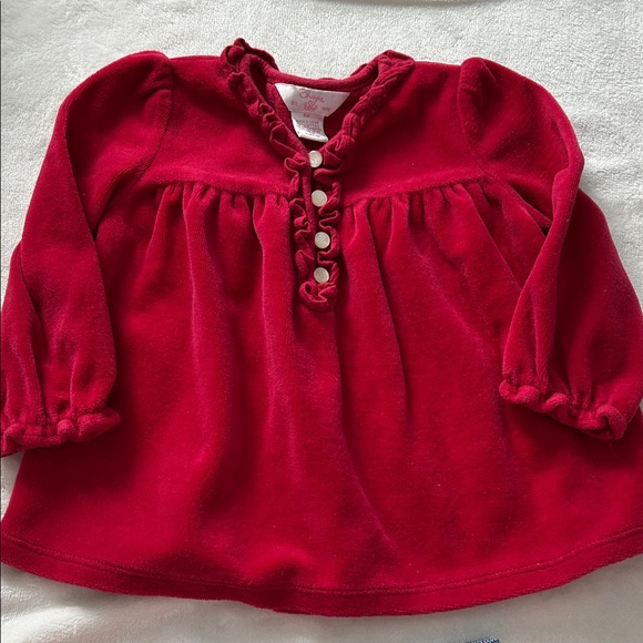 Chaps Vibrant Red Baby Dress with Ruffle Detail - Picture 5 of 6